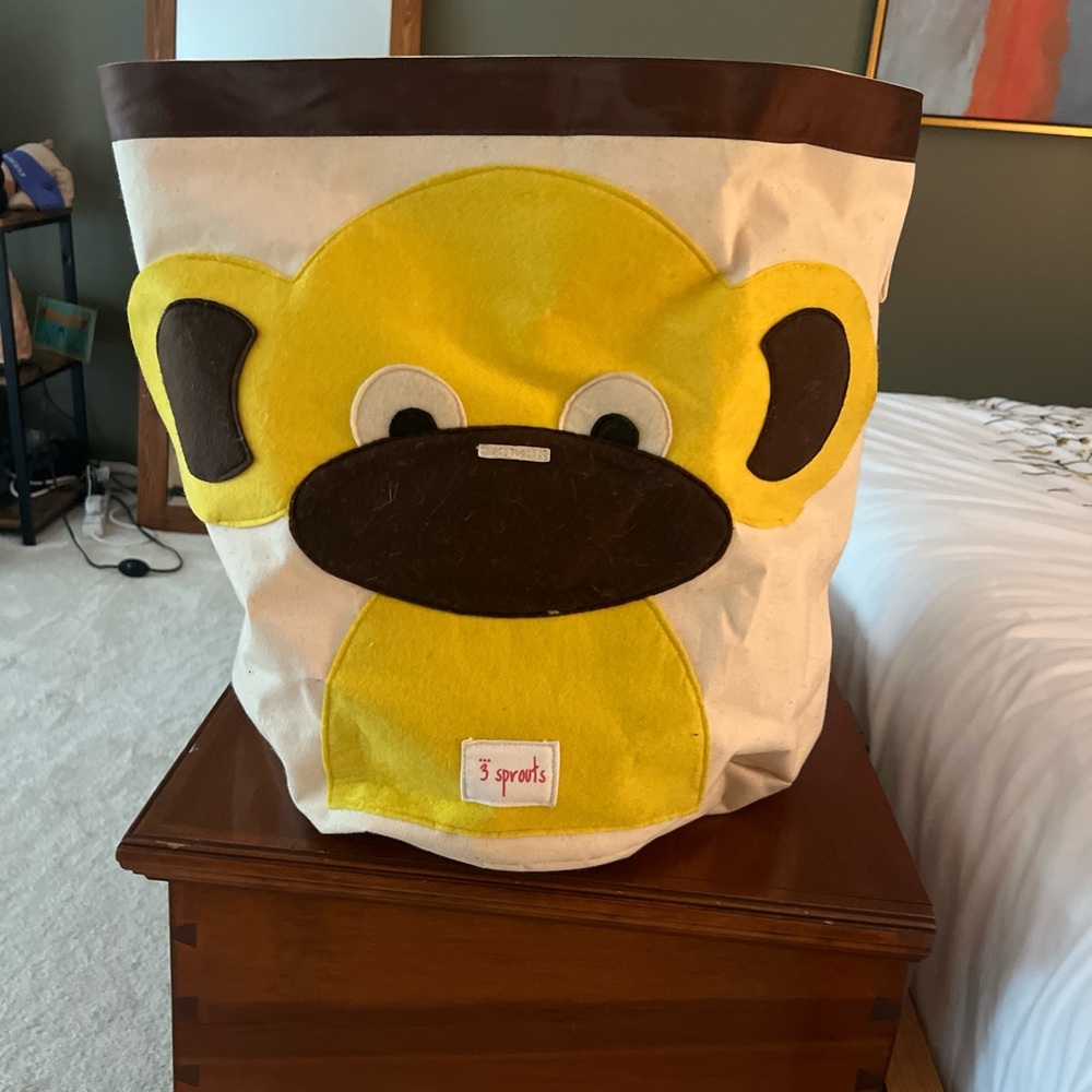 3 Sprouts Yellow and Brown Monkey Storage Bin